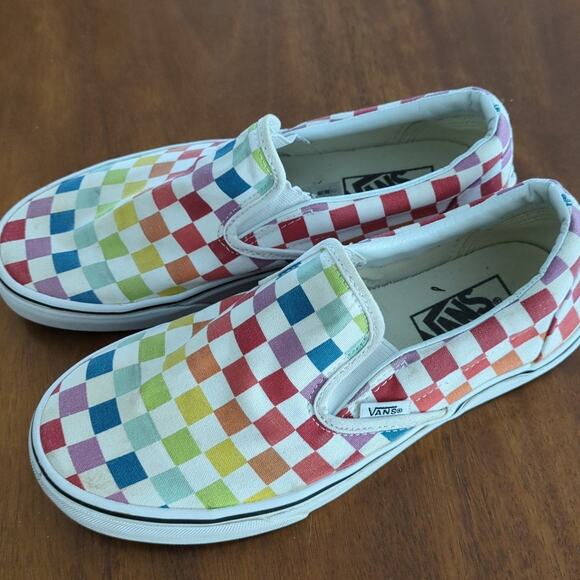 Kids Classic Slip-On Checkerboard Shoe rainbow M6 W7.5 - Picture 4 of 7